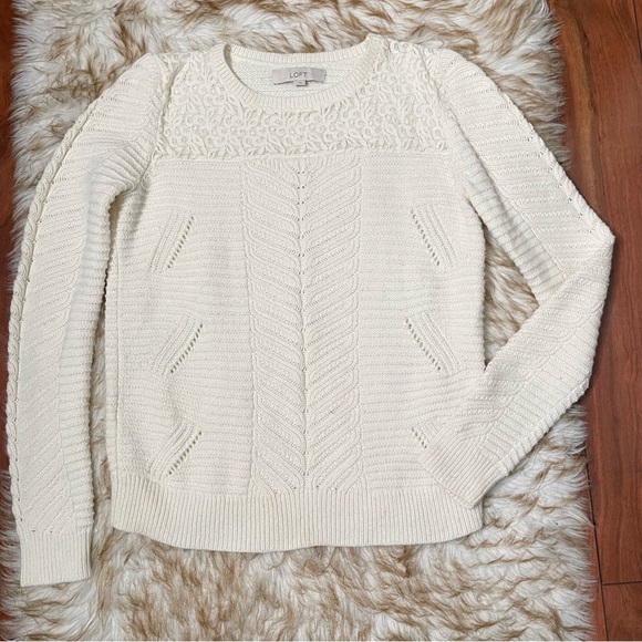 Loft mixed knit & lace pullover sweater - Picture 4 of 7